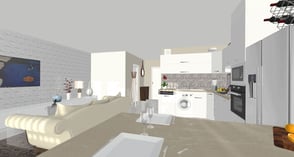 Rénovation de luxe Cannes : plans 3D d'un appartement design et spacieux.