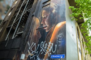 Mural by Adnate and Vincent Fantauzzo in the CBD of Melbourne