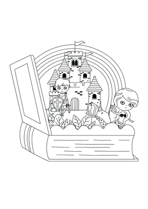 coloriage livre de princesse et chevalier 