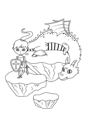 coloriage chevalier et dragon