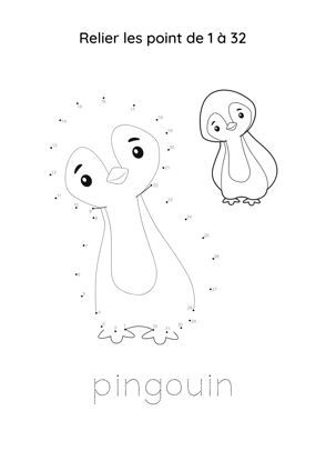 point à relier pingouin