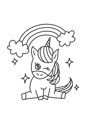 coloriage licorne arc en ciel
