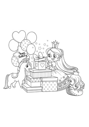 coloriage anniversaire princesse