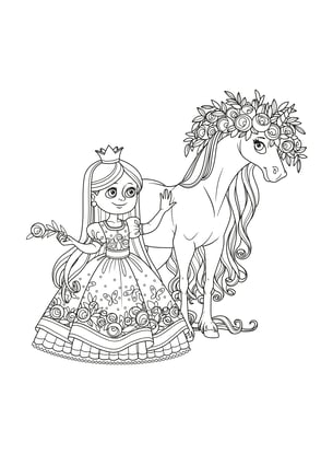 coloriage princesse cheval