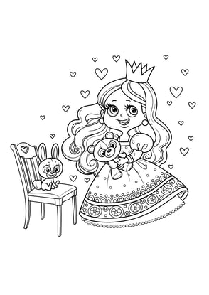 coloriage princesse lapin et doudou