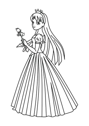 coloriage princesse et rose