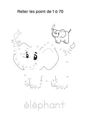 point à relier éléphant
