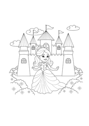 coloriage princesse château 