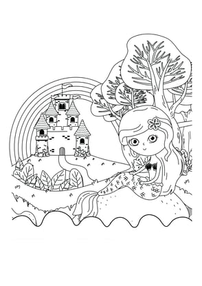 coloriage princesse et château 