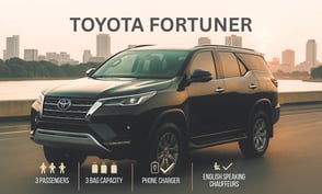 Toyota Fortuner SUV for private chauffeur service in Thailand, seating 3 passengers with 3 bags, pho