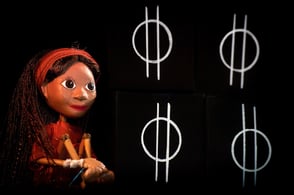 Marioneta de la obra "Despierta al rinoceronte" de Marián González.
