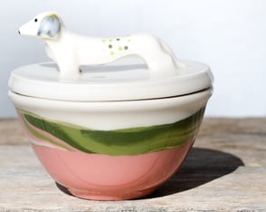 Ceramic Salt Cellar lid dachshund, Pottery sugar bowl Wiener, Dachshund Kitchen Gift, Mother's day, 