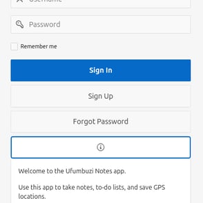 Notes UFBZ PWA app login page