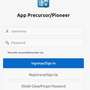 Pioneer PWA app login page