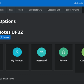 Additional options menu of the Notes UFBZ PWA application