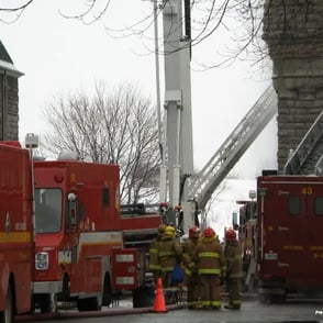 Incendie du Manèege., camion, pompiers.
