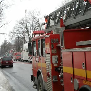 Incendie du Manèege., camion de pompieer.
