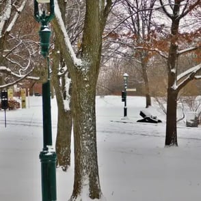 Plaines d'Abraham en hiver., promeneurs.
