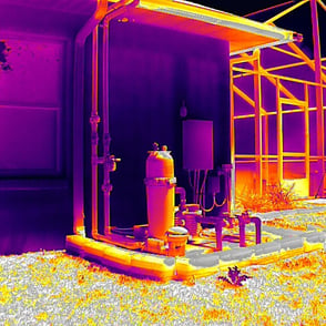 Thermal image of solar water heating equipment