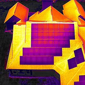 Thermal image of electric solar panels