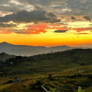 Sunset rice terraces Lai Chau North Vietnam