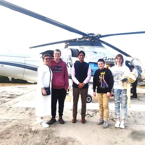 Muzammil (in the center) leading an exotic tour of Agra and Jaipur for a family travelling on their Private Jet