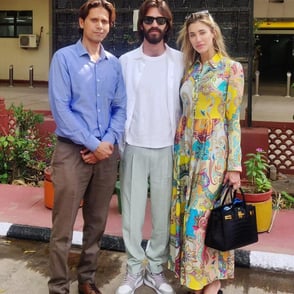 With Mr. Leonardo Maria Del Vecchio, Ray-Ban President and Jessica Serfaty, American actress alongside