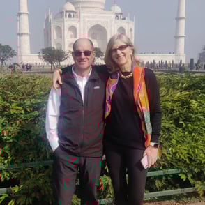A Professor couple from the U.S. at the Taj Mahal