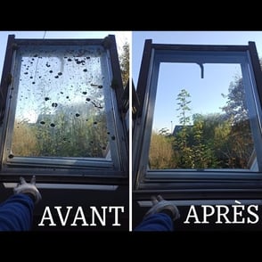 avant après de vitres nettoyées par Morel Services Nettoyage 