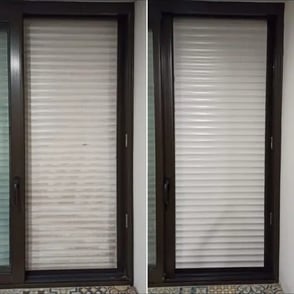 avant après d'un nettoyage de volets par Morel Services Nettoyage laveur de vitres à Hazebrouck
