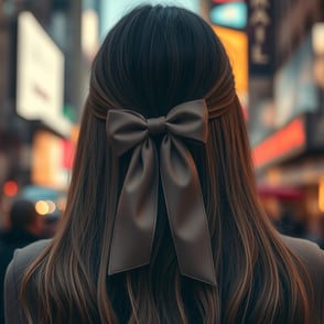 brown hair with large hairbow
