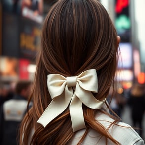 white hairbow on medium length hair