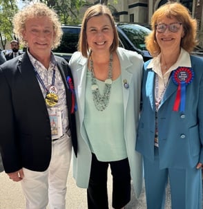 Steve with Rep Elisa Slotkin (MI-07) and Int'l Chair Martha McDevitt-Pugh at DemsAbroad fundraiser