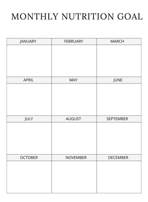 a planner calander for nutrition