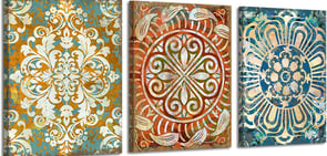 Mandala Flowers Art Prints for Wall Decor Bohemian Mexican Moroccan Middle Eastern Boho Wall Decor.