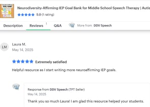 5 star customer review from TPT