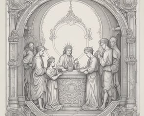 a room with a large arched doorway