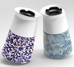 “Designer air freshener with ceramic-style floral and marble textures—modern décor meets design