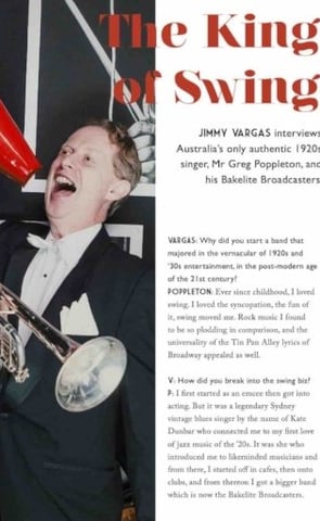 Sydney swing singer Greg Poppleton Glory Days NZ magazine interview