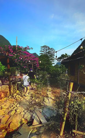 Hình view đường mòn Hồ Chí Minh tại Mế Farmstay Cao Bằng