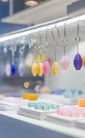 a display case with many different colored beads and earrings