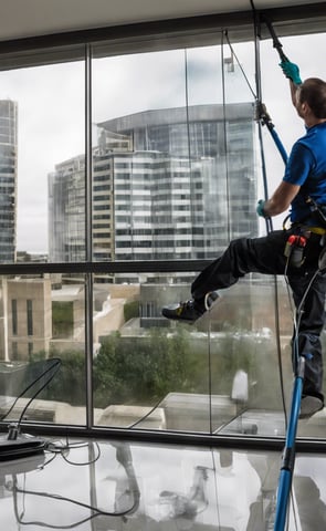man hanging on building near woman in window during daytime