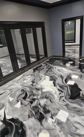 Metallic Epoxy desgin in Omaha home-  Black and White pigments