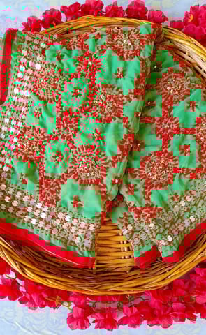 Unique Phulkari work from local communities of Punjab region.