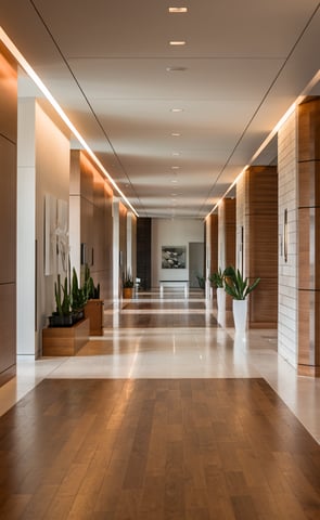 Remodelación de recepción de oficina con diseño personalizado