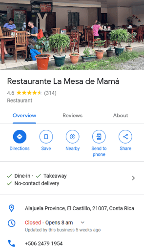 Restaurant La Mesa De Mama, Costa Rica