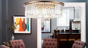 A modern gold two ring chandelier