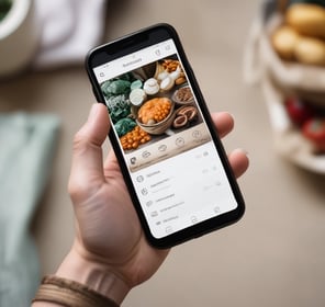 a person holding a phone with a picture of a person taking a picture of food