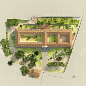 Plan masse – Melun – Couvent des Récollet -APGO  architecte du patrimoine - Histoire & Patrimoine