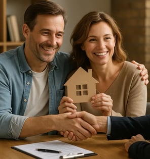un couple travaille avec un courtier pour trouver leur prêt immobilier